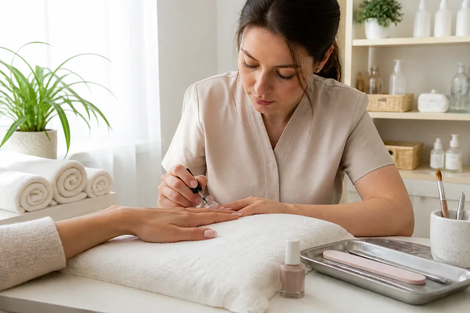 Préparation de soins esthétiques avant un mariage — illustration générée par IA