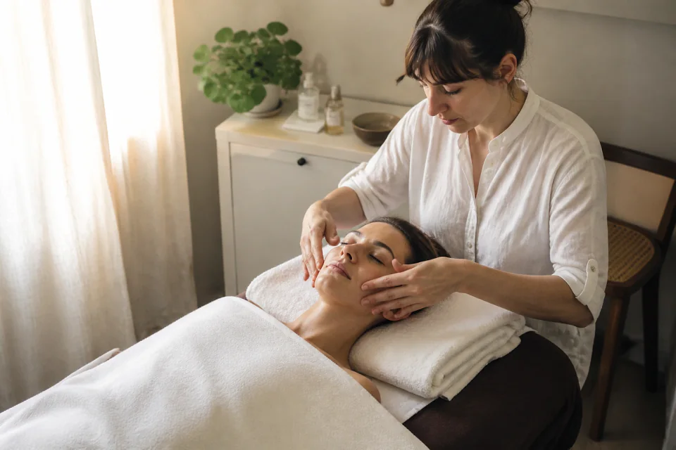 Préparation de soins esthétiques avant un mariage — illustration générée par IA