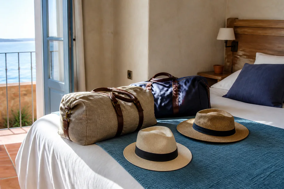 Bagages et hébergement pour un voyage de noces — illustration générée par IA