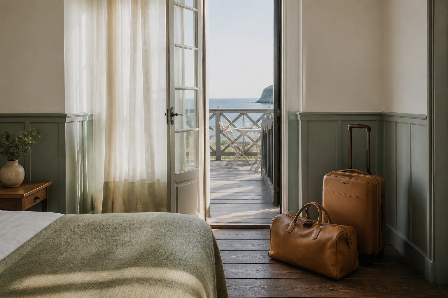 Bagages et hébergement pour un voyage de noces — illustration générée par IA