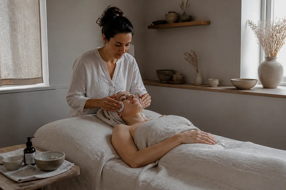 Préparation de soins esthétiques avant un mariage — illustration générée par IA