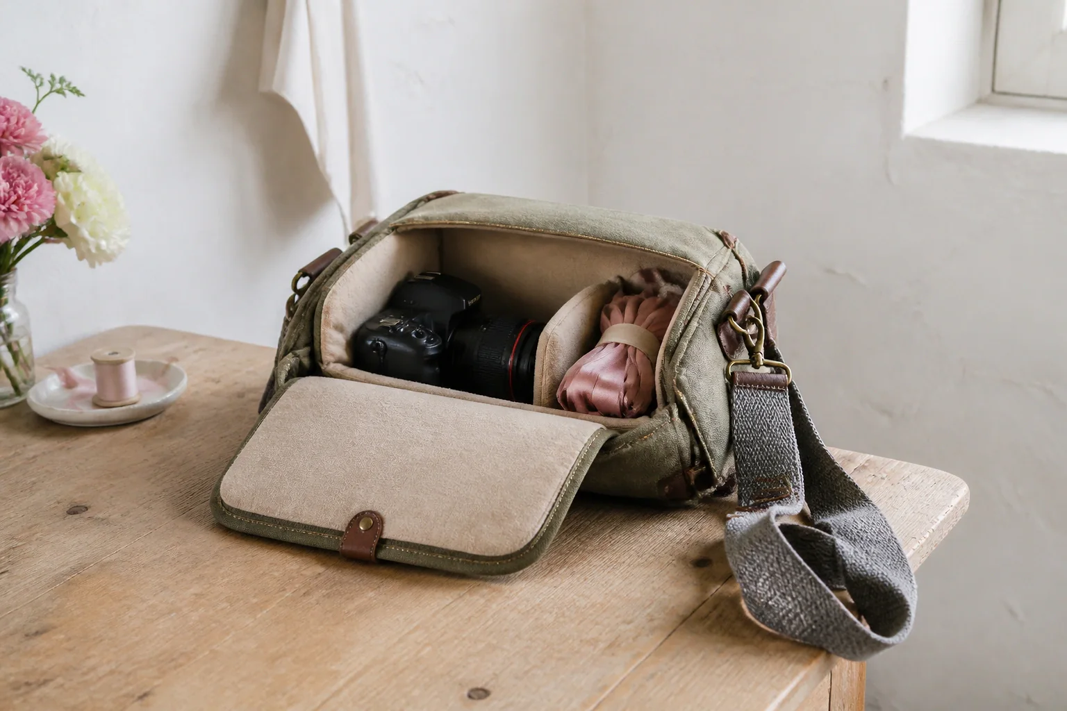 Appareil photo et accessoires de reportage de mariage — illustration générée par IA