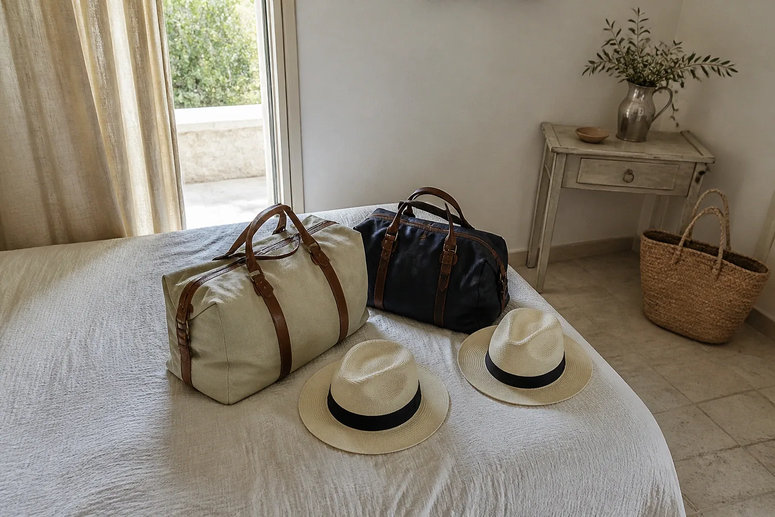 Bagages et hébergement pour un voyage de noces — illustration générée par IA