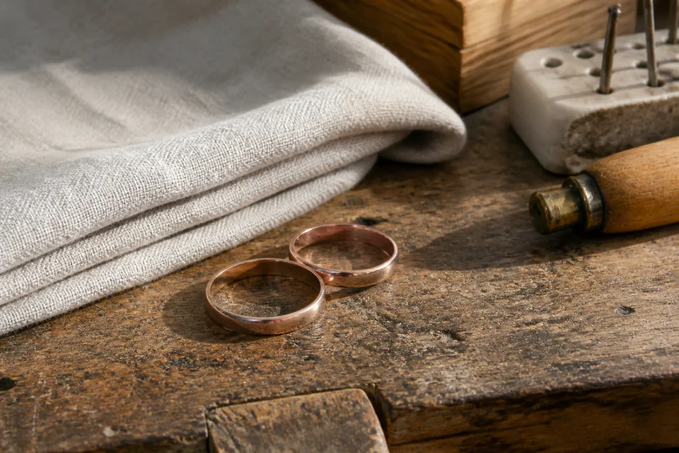 Alliances et travail de bijouterie de mariage — illustration générée par IA