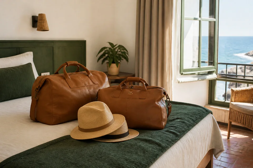 Bagages et hébergement pour un voyage de noces — illustration générée par IA