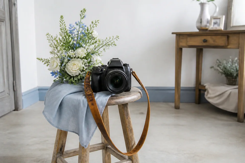 Appareil photo et accessoires de reportage de mariage — illustration générée par IA