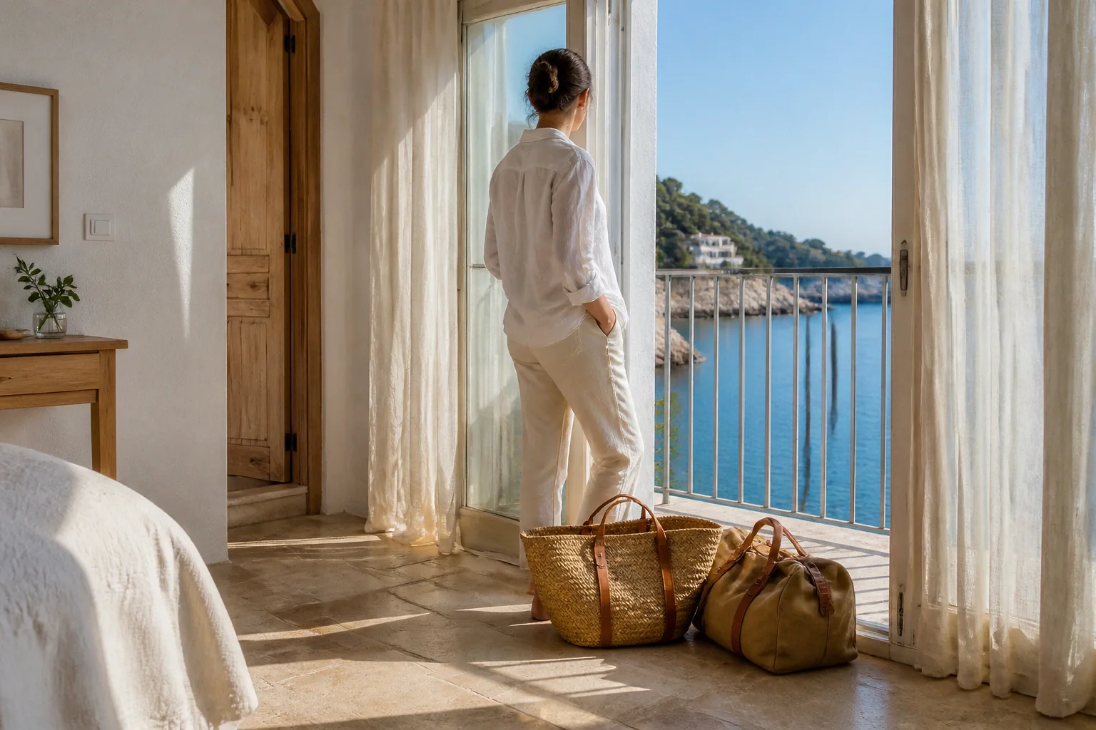Bagages et hébergement pour un voyage de noces — illustration générée par IA