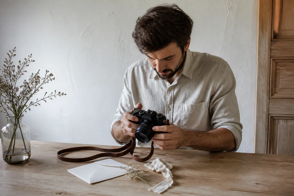 Appareil photo et accessoires de reportage de mariage — illustration générée par IA