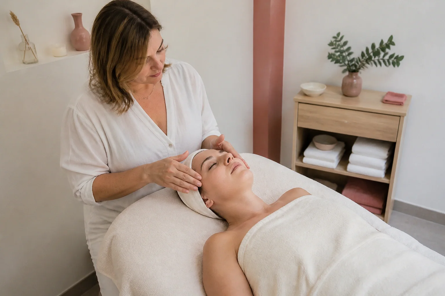 Préparation de soins esthétiques avant un mariage — illustration générée par IA