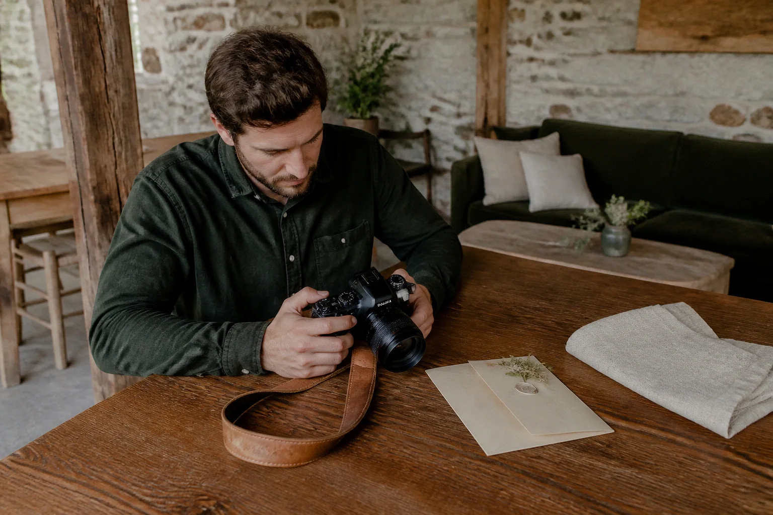 Appareil photo et accessoires de reportage de mariage — illustration générée par IA
