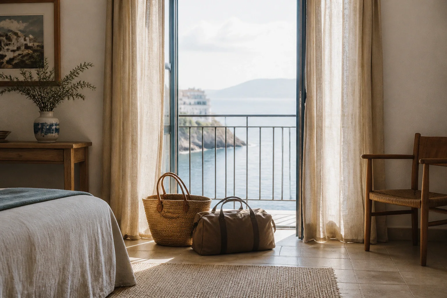 Bagages et hébergement pour un voyage de noces — illustration générée par IA
