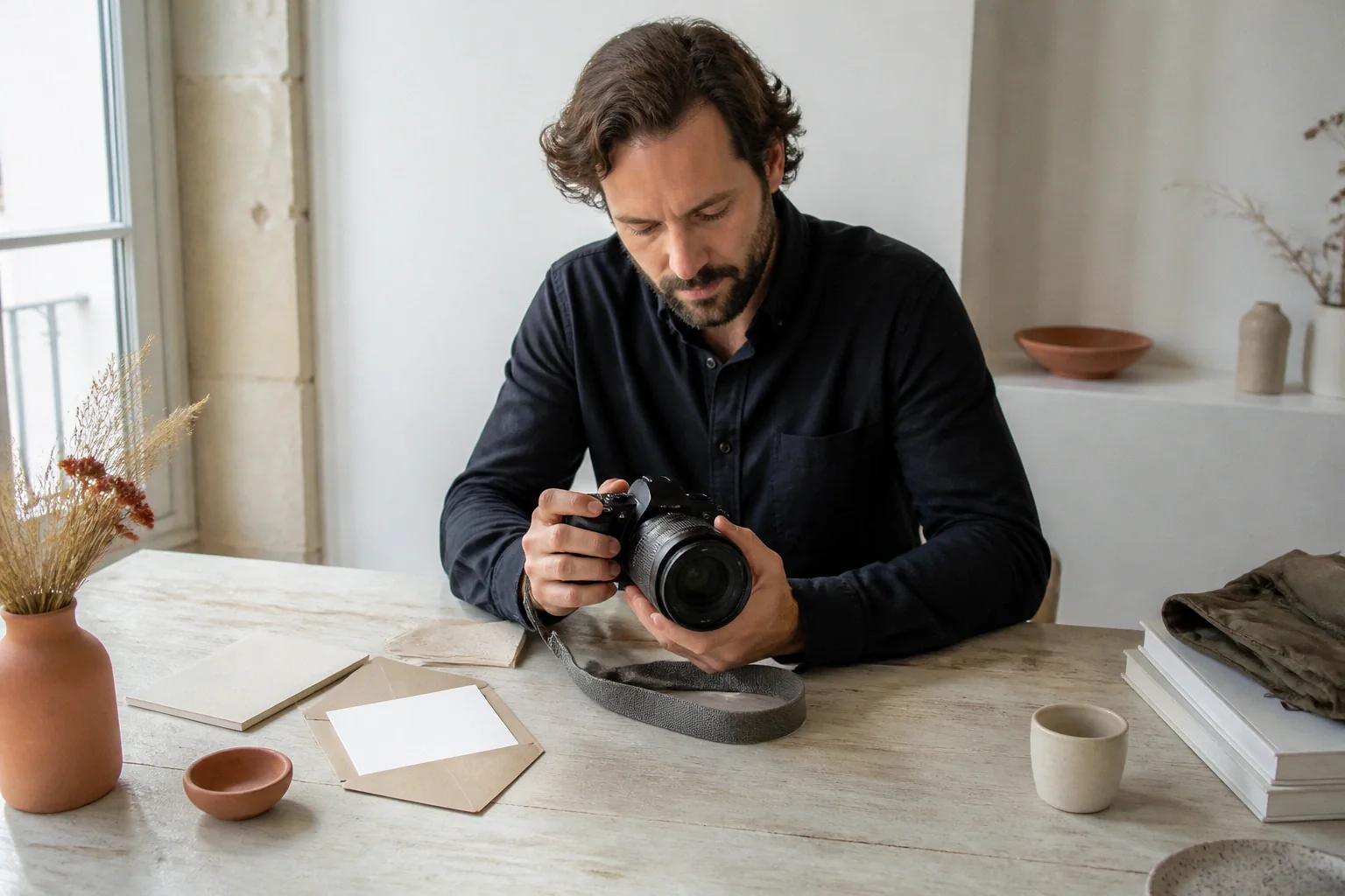 Appareil photo et accessoires de reportage de mariage — illustration générée par IA