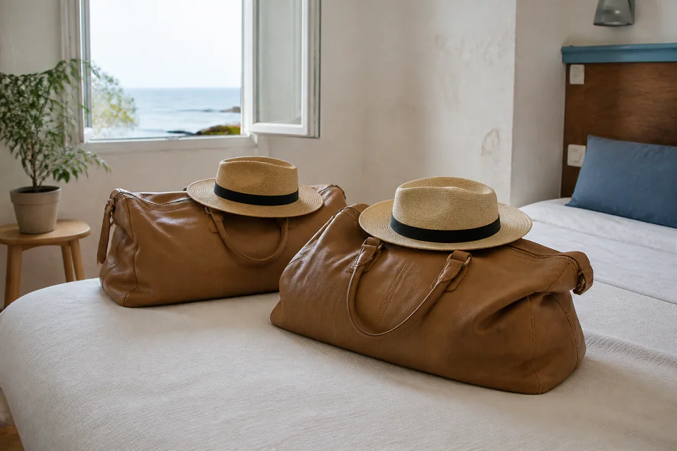 Bagages et hébergement pour un voyage de noces — illustration générée par IA