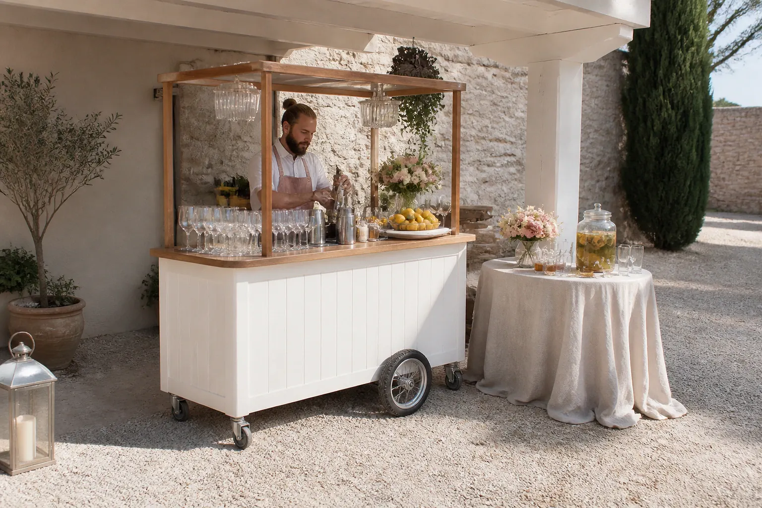 Service mobile de restauration pour une réception — illustration générée par IA