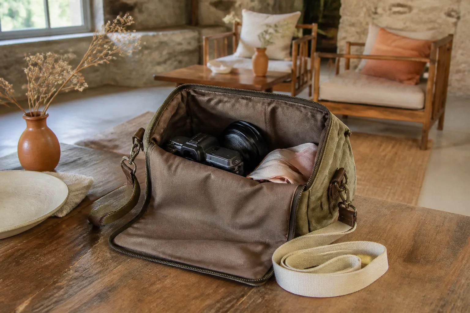 Appareil photo et accessoires de reportage de mariage — illustration générée par IA