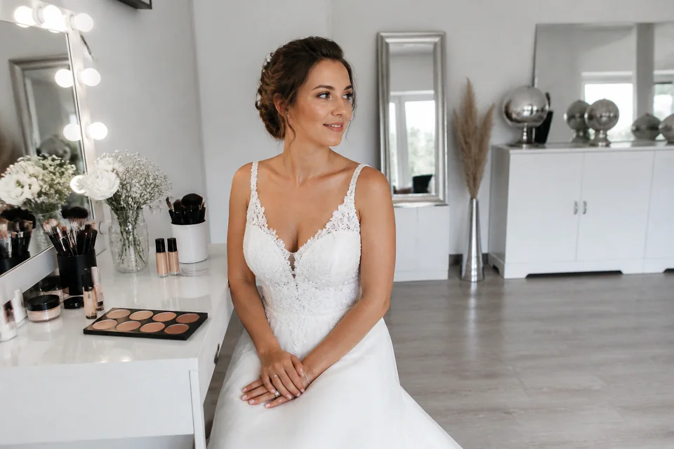 Préparation d’un maquillage de mariage — illustration générée par IA