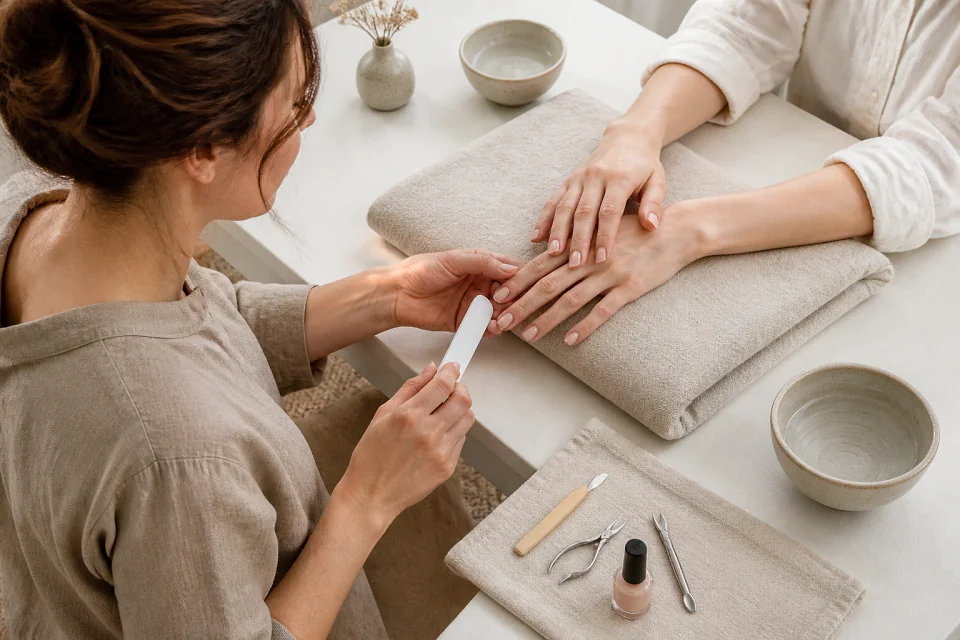 Préparation de soins esthétiques avant un mariage — illustration générée par IA