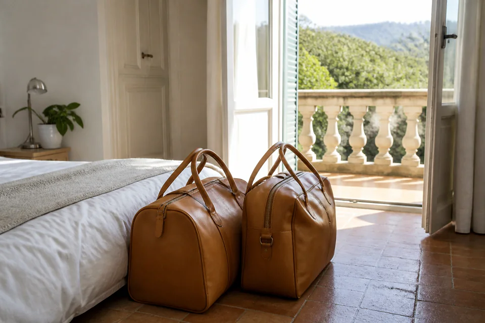 Bagages et hébergement pour un voyage de noces — illustration générée par IA