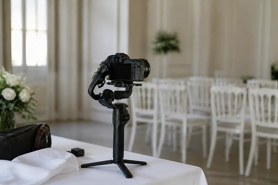 Matériel de tournage pour un film de mariage — illustration générée par IA