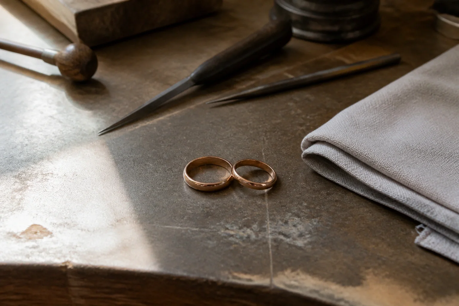 Alliances et travail de bijouterie de mariage — illustration générée par IA