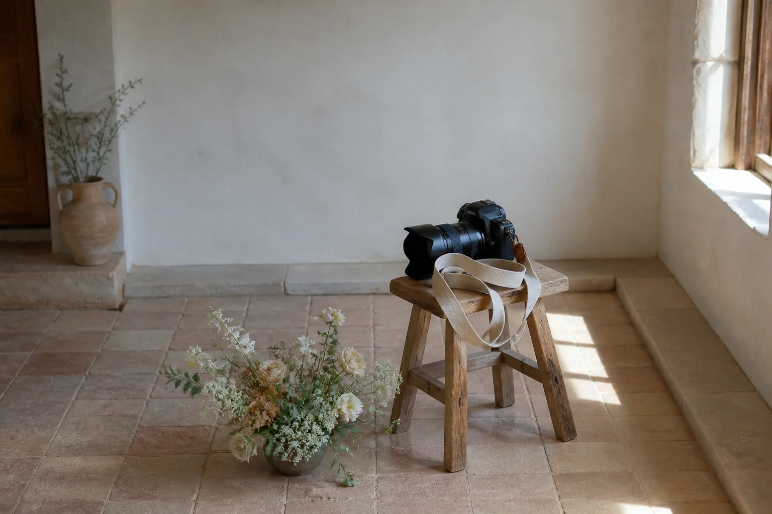 Appareil photo et accessoires de reportage de mariage — illustration générée par IA