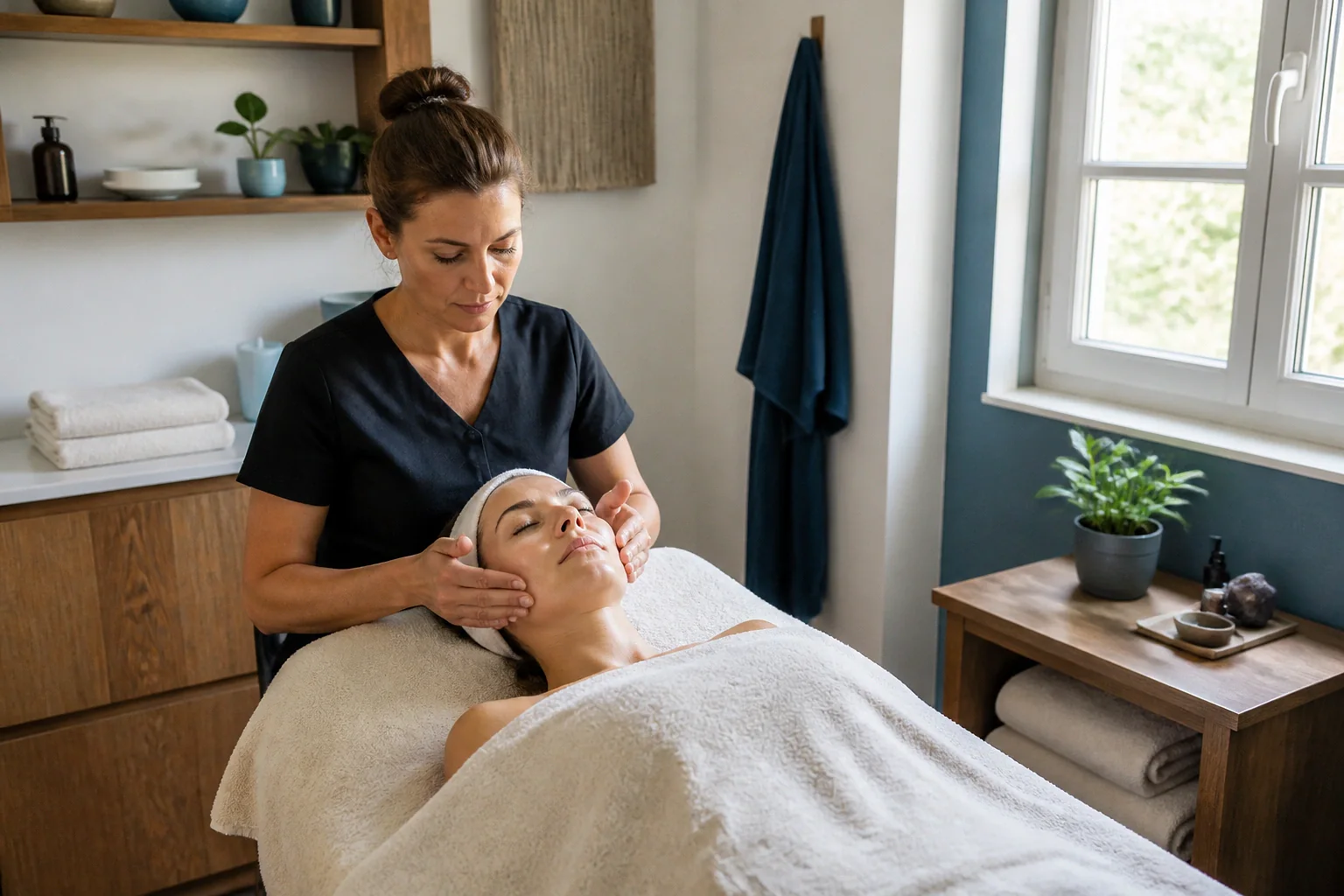 Préparation de soins esthétiques avant un mariage — illustration générée par IA