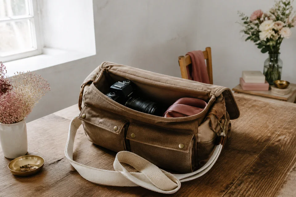 Appareil photo et accessoires de reportage de mariage — illustration générée par IA