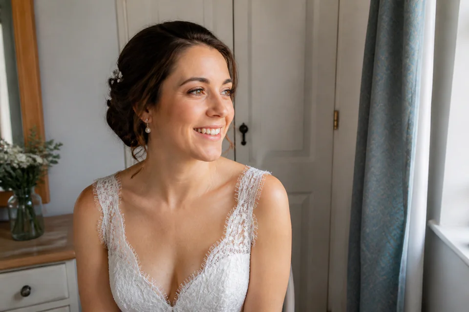 Préparation d’un maquillage de mariage — illustration générée par IA
