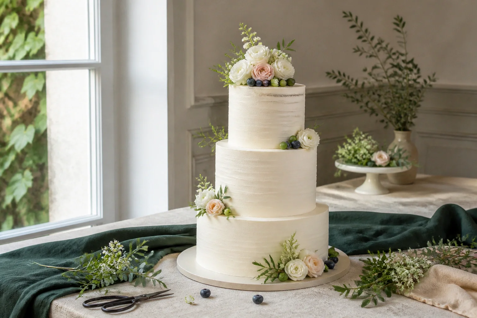 Gâteau de mariage préparé dans un atelier — illustration générée par IA