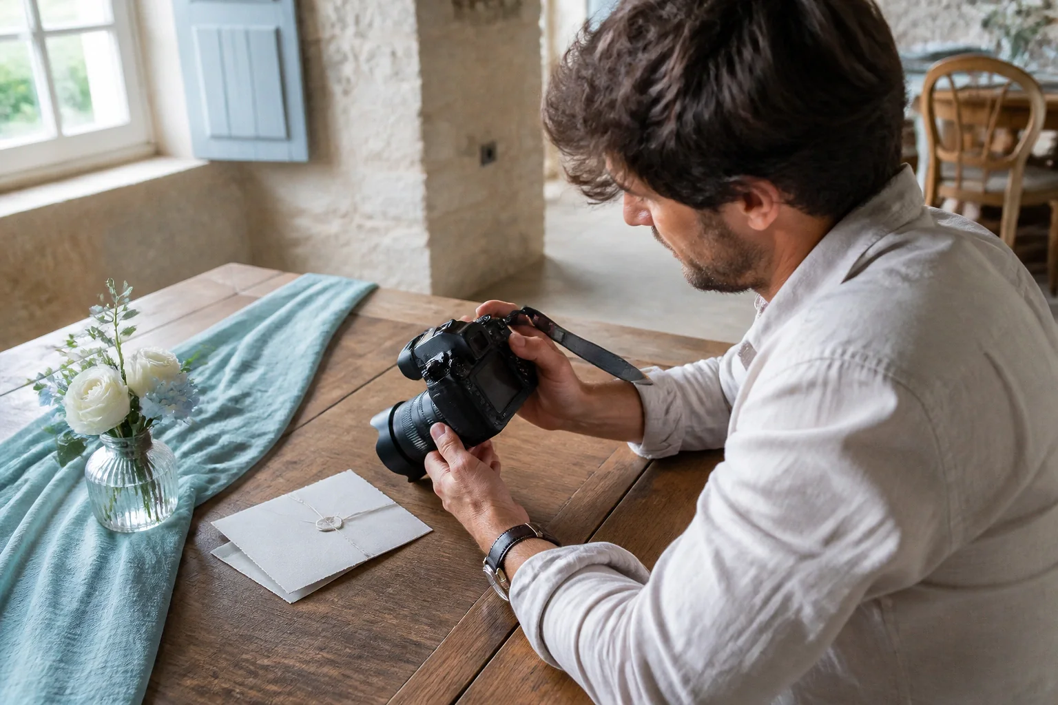 Appareil photo et accessoires de reportage de mariage — illustration générée par IA