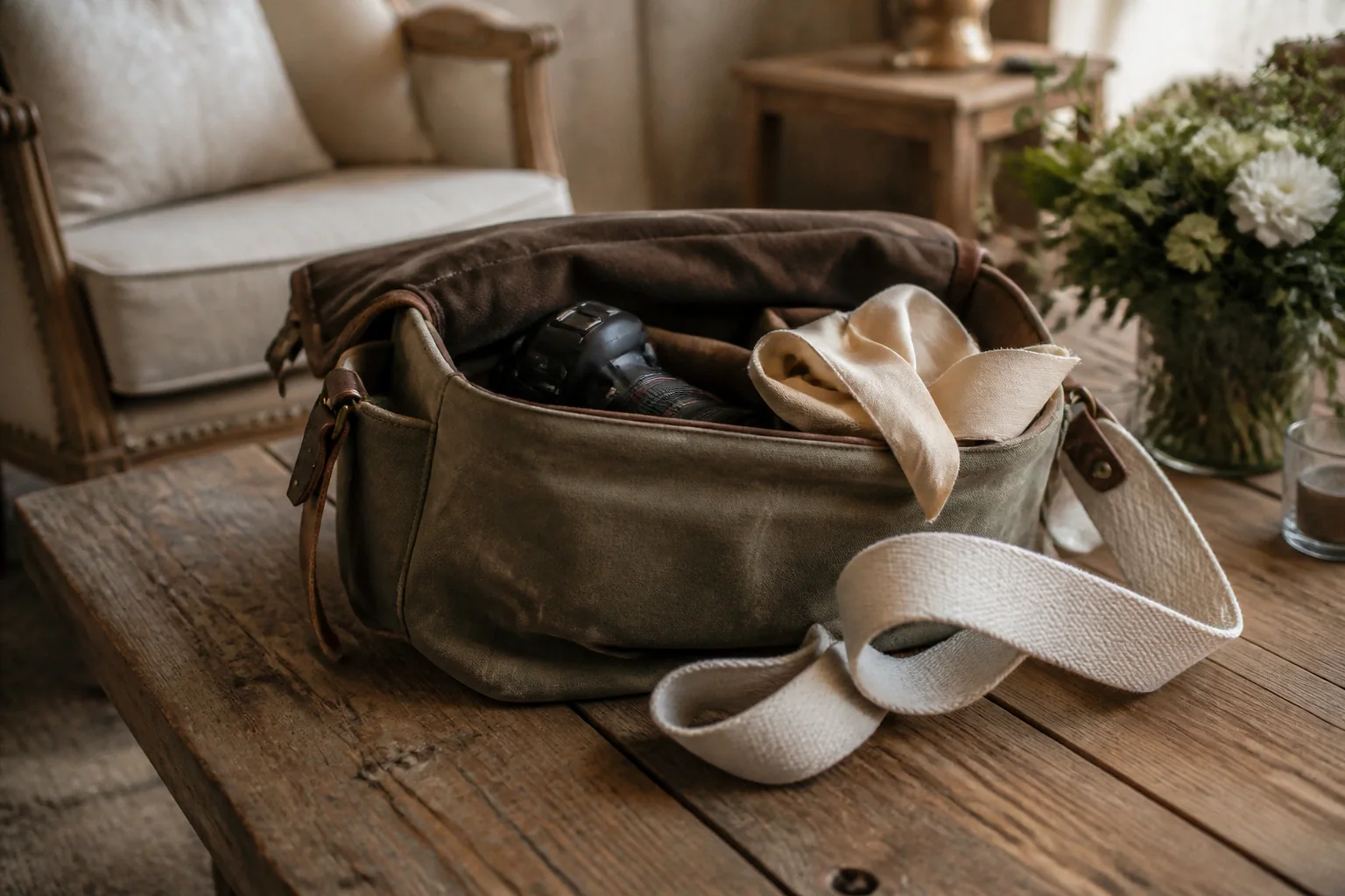 Appareil photo et accessoires de reportage de mariage — illustration générée par IA