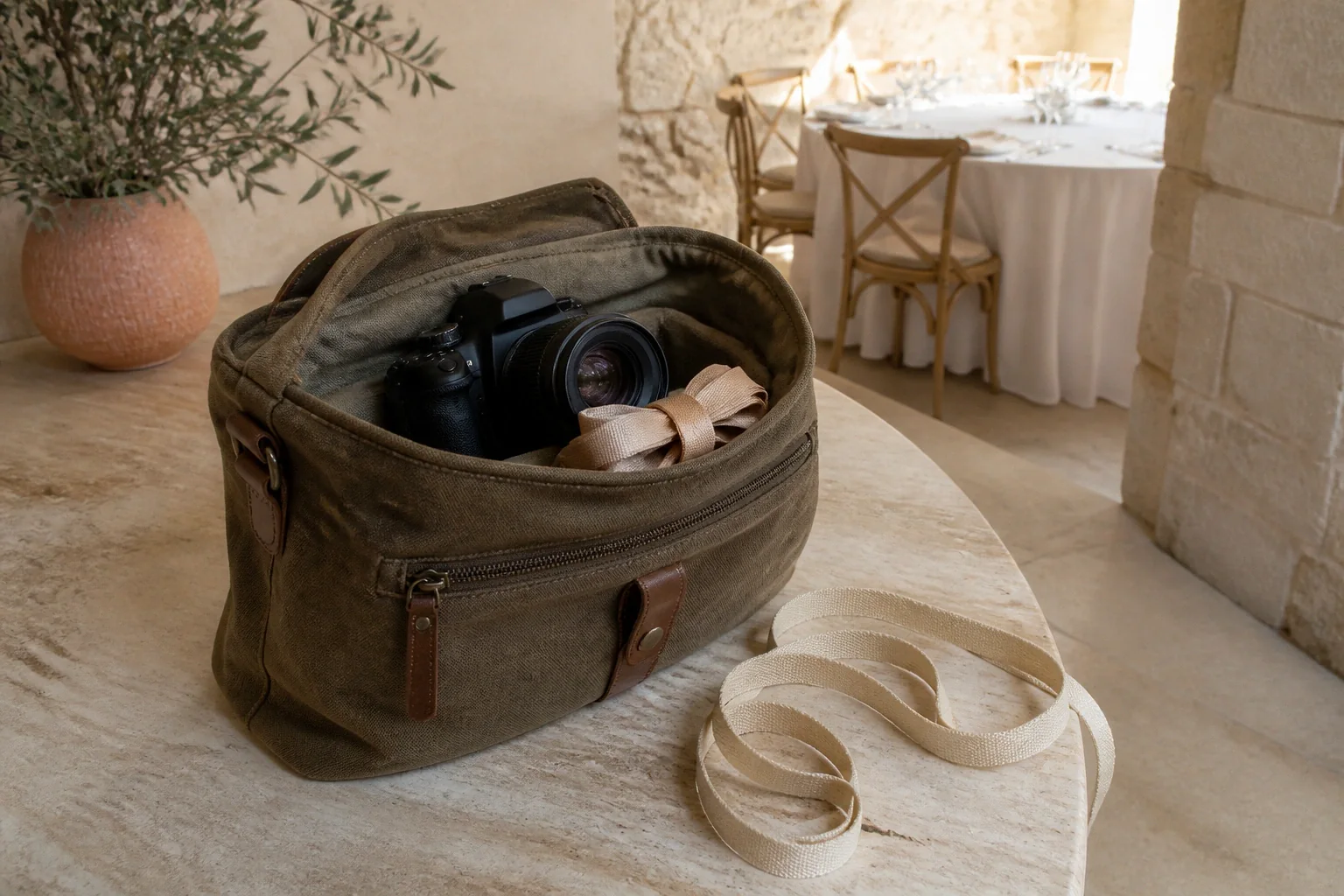 Appareil photo et accessoires de reportage de mariage — illustration générée par IA