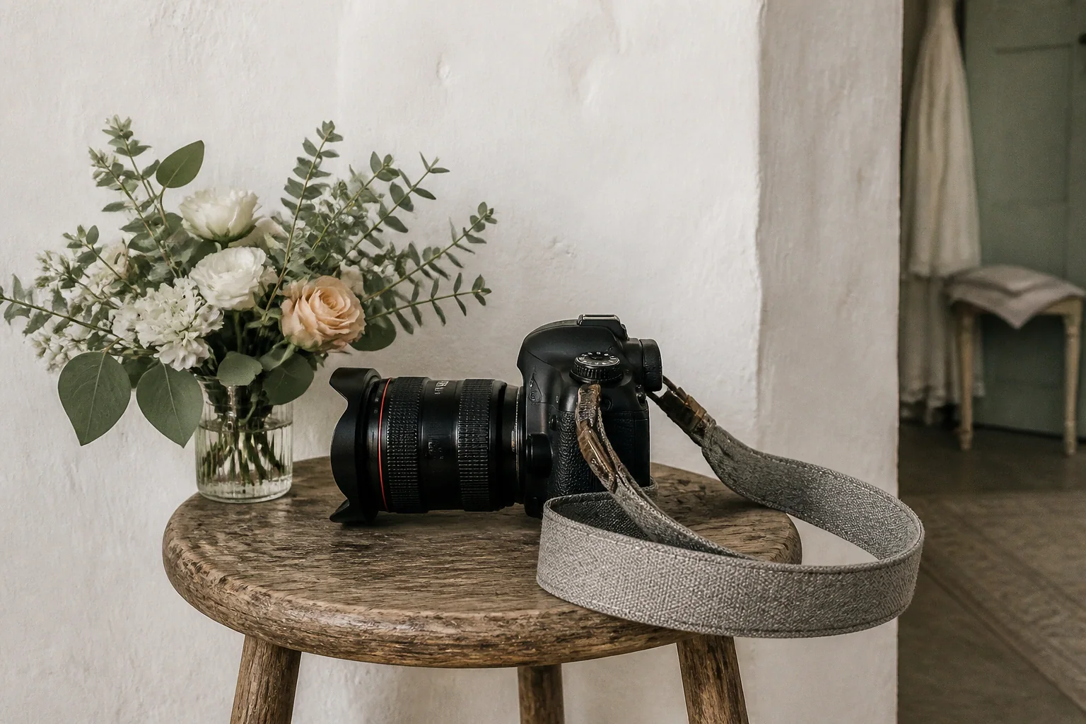 Appareil photo et accessoires de reportage de mariage — illustration générée par IA