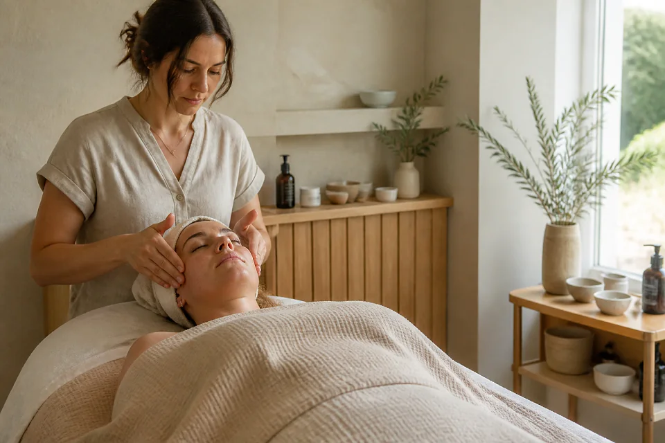 Préparation de soins esthétiques avant un mariage — illustration générée par IA