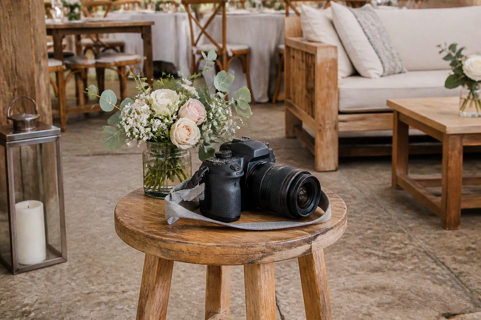 Appareil photo et accessoires de reportage de mariage — illustration générée par IA