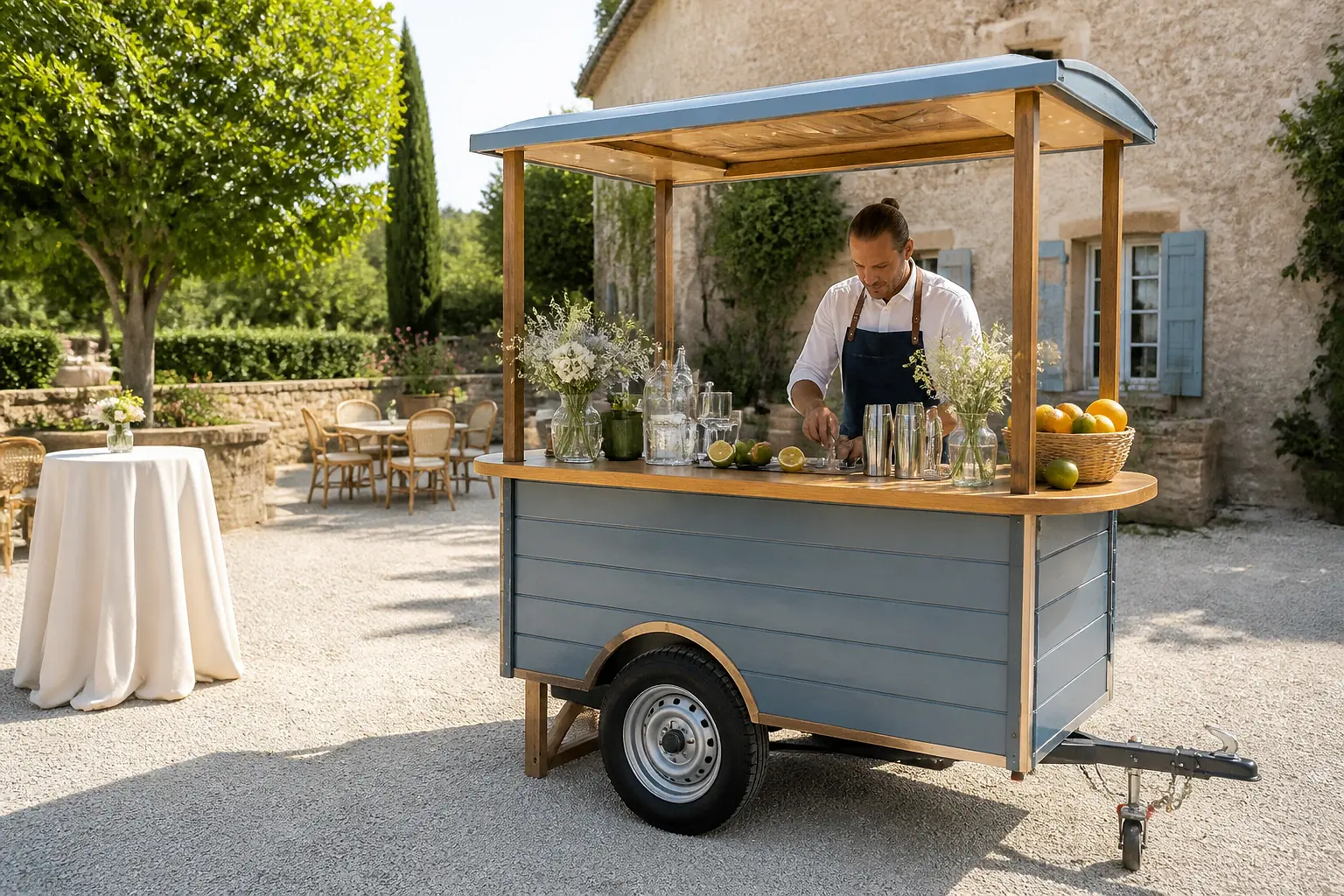 Service mobile de restauration pour une réception — illustration générée par IA