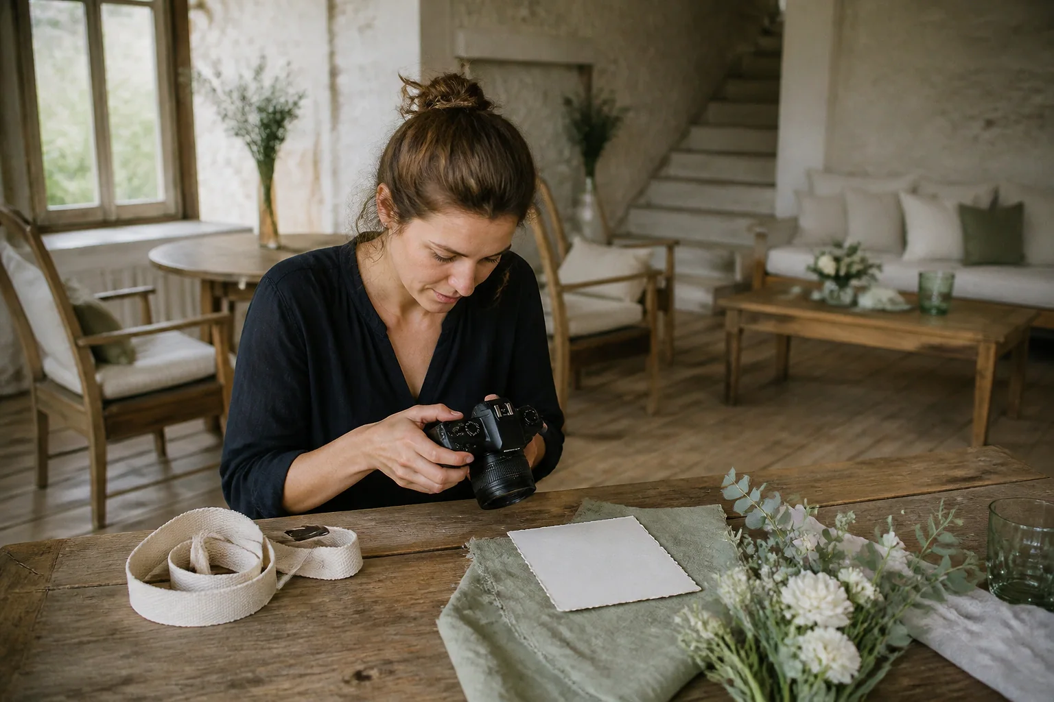 Appareil photo et accessoires de reportage de mariage — illustration générée par IA