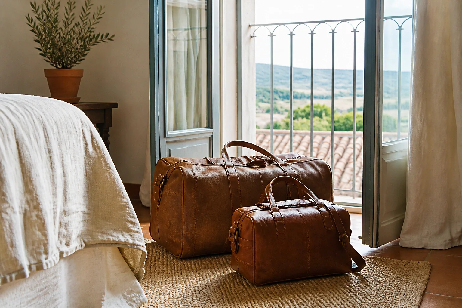 Bagages et hébergement pour un voyage de noces — illustration générée par IA
