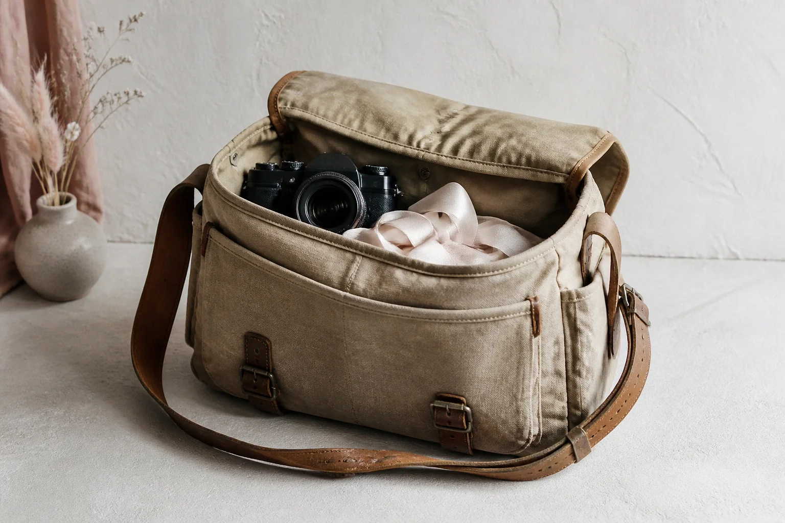 Appareil photo et accessoires de reportage de mariage — illustration générée par IA