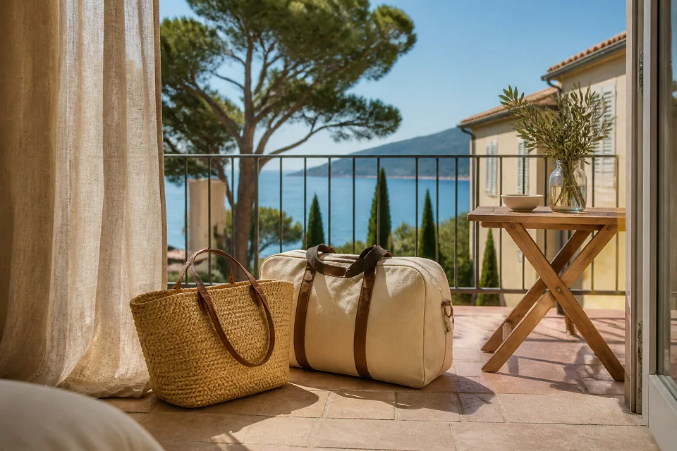 Bagages et hébergement pour un voyage de noces — illustration générée par IA