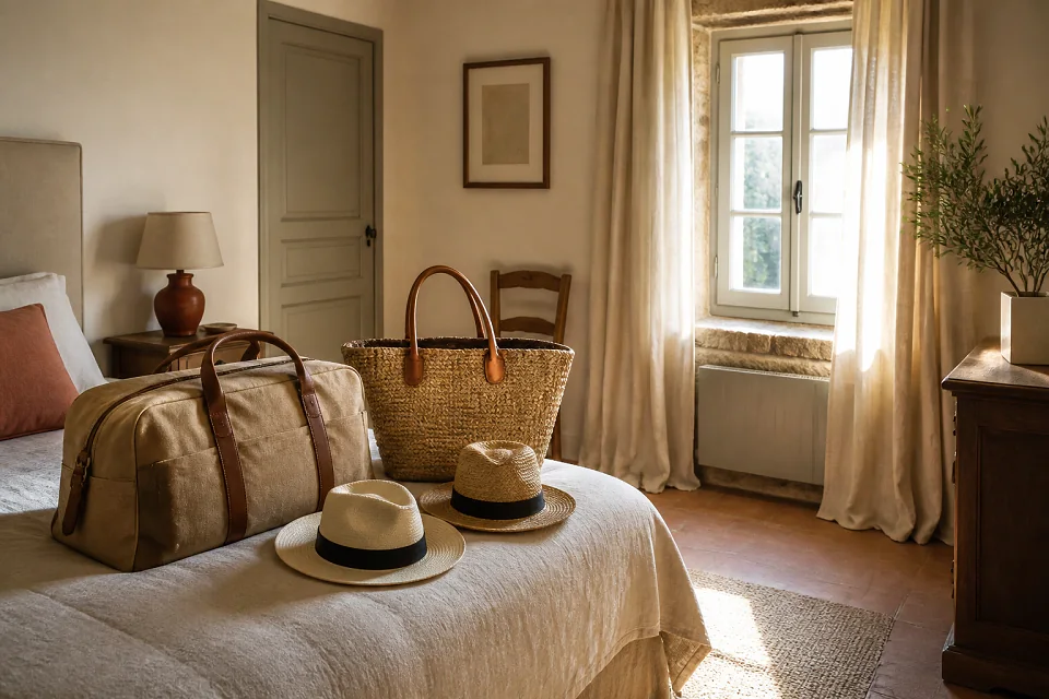 Bagages et hébergement pour un voyage de noces — illustration générée par IA