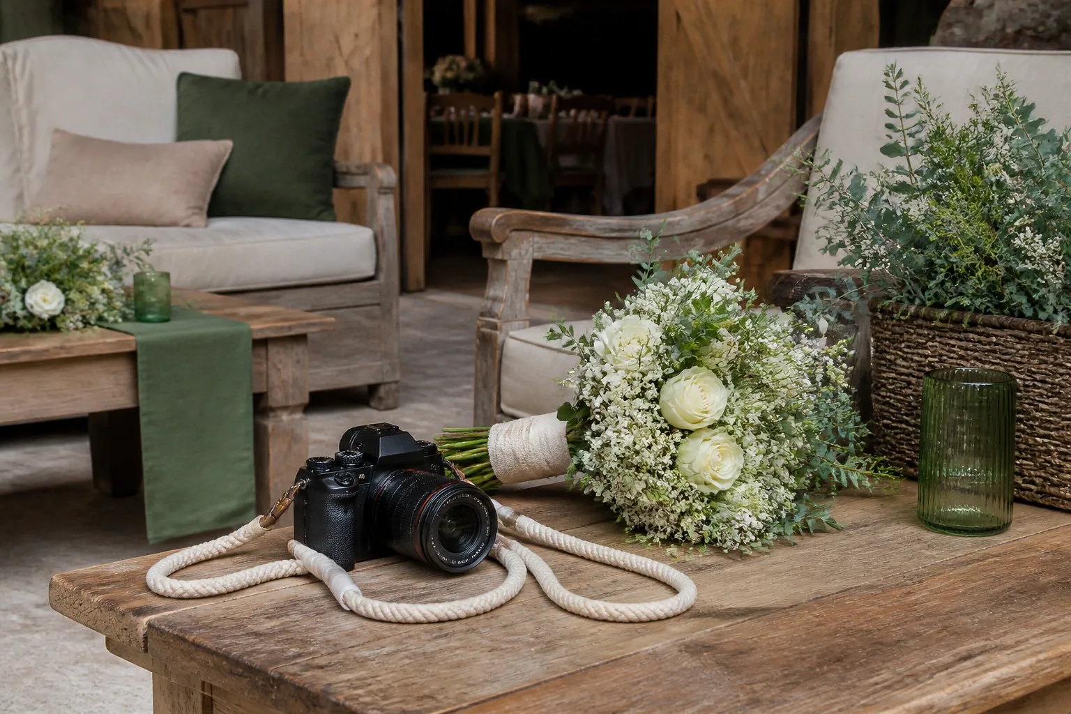 Appareil photo et accessoires de reportage de mariage — illustration générée par IA
