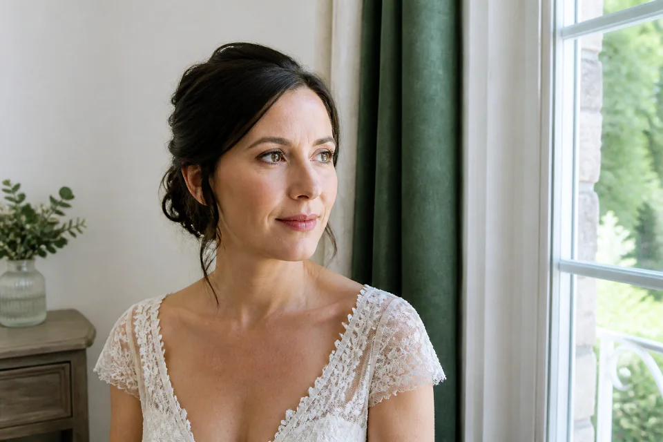 Préparation d’un maquillage de mariage — illustration générée par IA