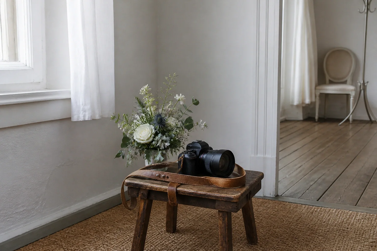 Appareil photo et accessoires de reportage de mariage — illustration générée par IA