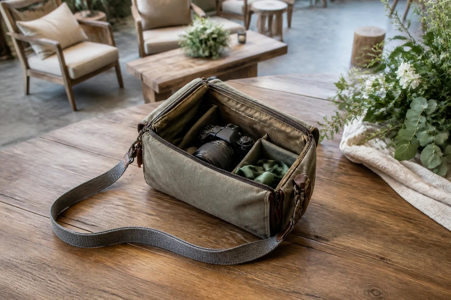 Appareil photo et accessoires de reportage de mariage — illustration générée par IA
