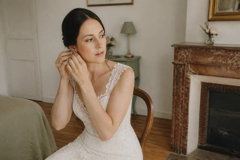 Préparation d’un maquillage de mariage — illustration générée par IA