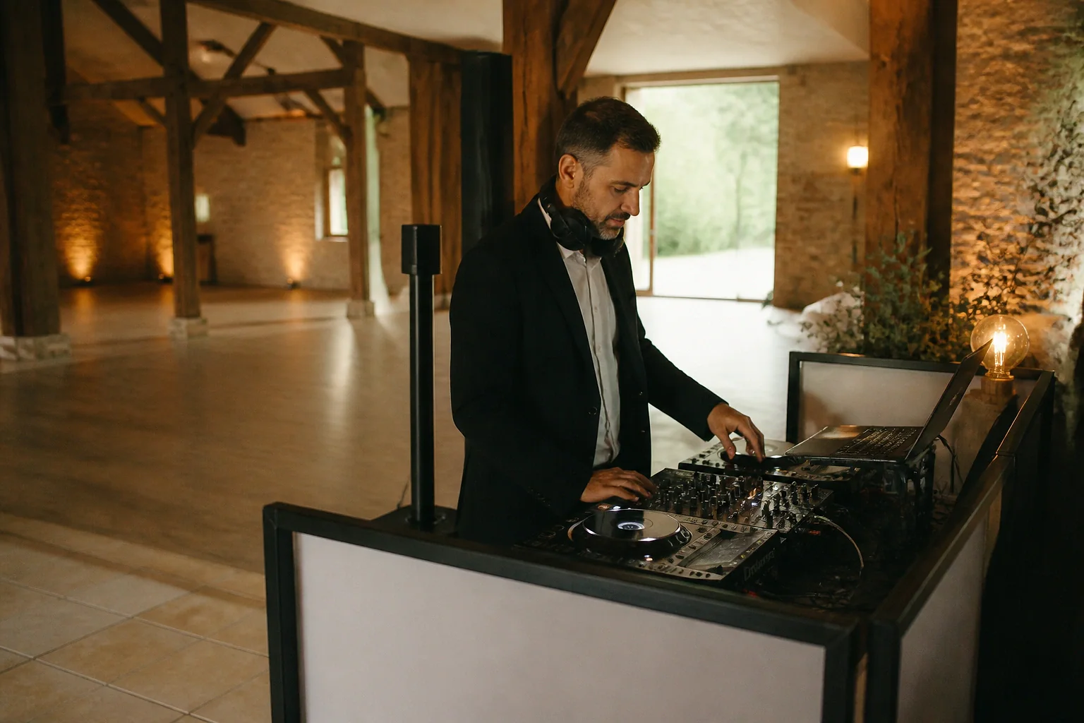 Préparation musicale d’une soirée de mariage — illustration générée par IA