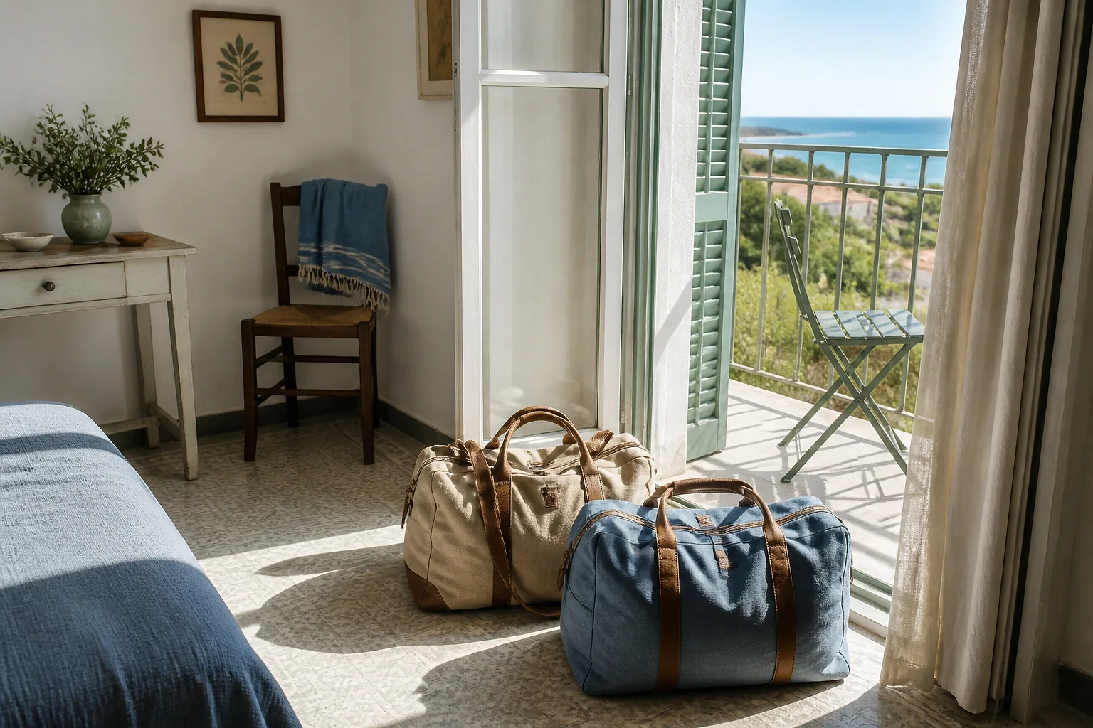 Bagages et hébergement pour un voyage de noces — illustration générée par IA