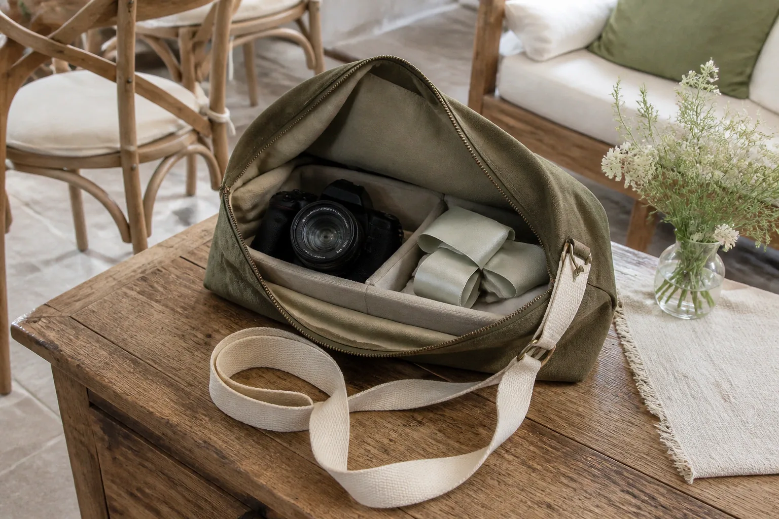 Appareil photo et accessoires de reportage de mariage — illustration générée par IA