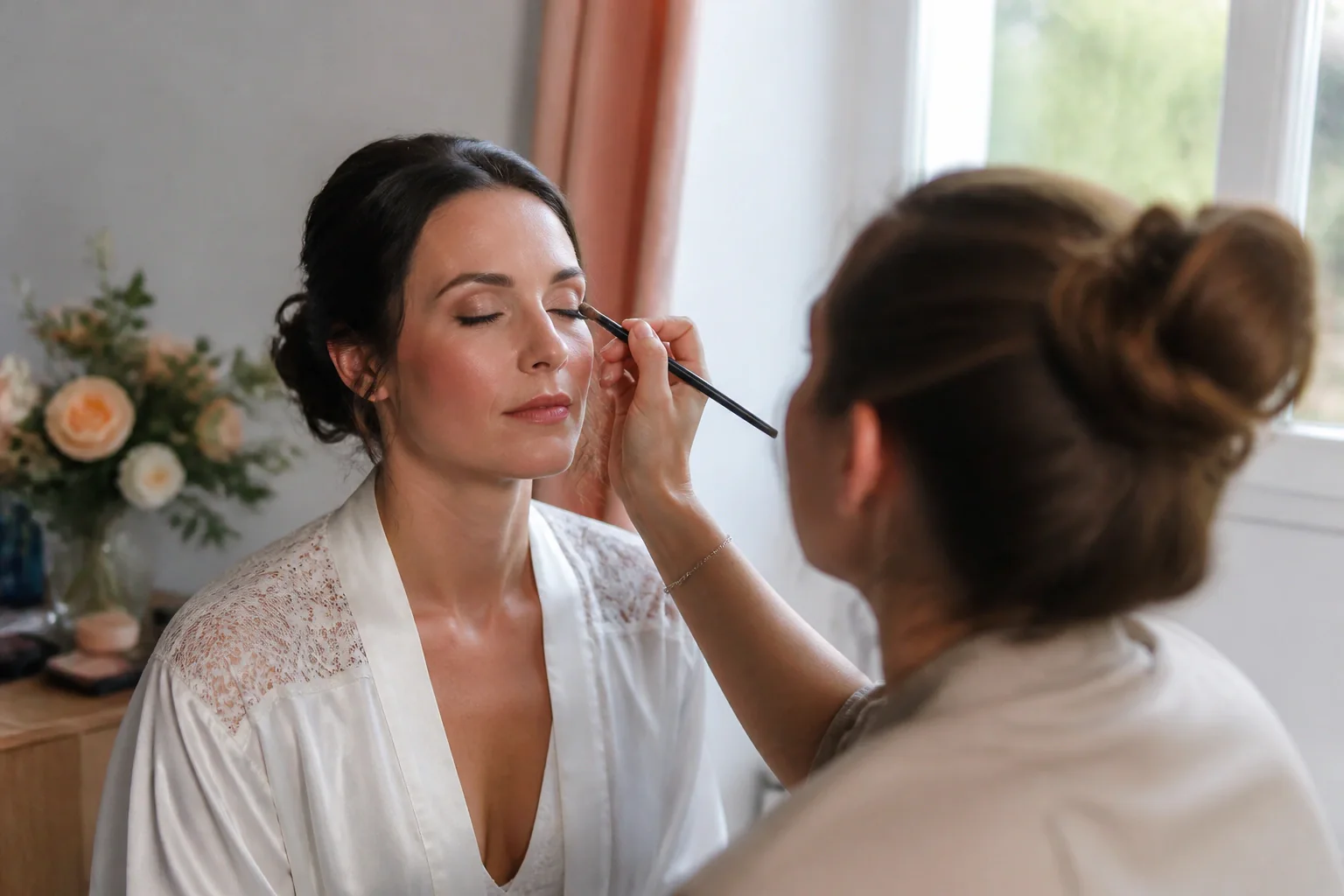 Préparation d’un maquillage de mariage — illustration générée par IA